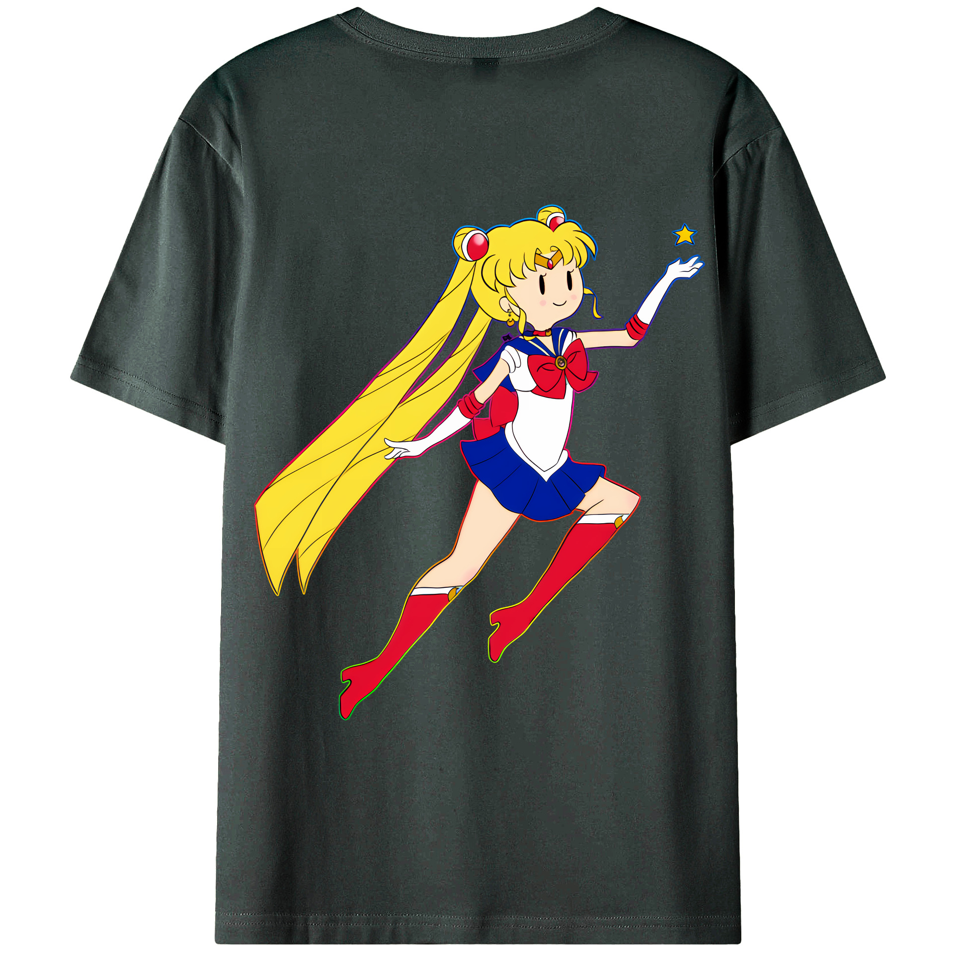 （画像用） 美少女戦士セーラームーン 月野 うさぎ つきの うさぎ Sailor Moon Tsukino Usagi 綿100％ メンズ半袖Tシャツ（バックプリント） 通気性